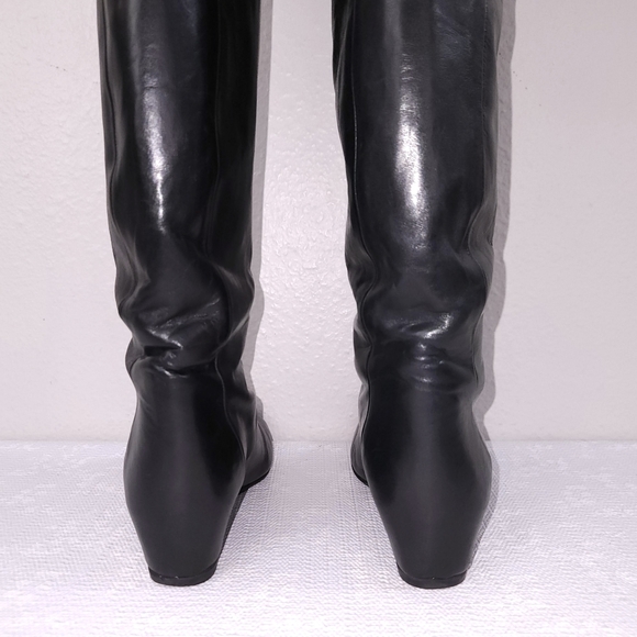 LANVIN Hidden Wedge Black Leather Boots EU 35.5 - Picture 7 of 15